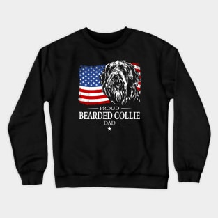 Proud Bearded Collie Dad American Flag patriotic gift dog Crewneck Sweatshirt